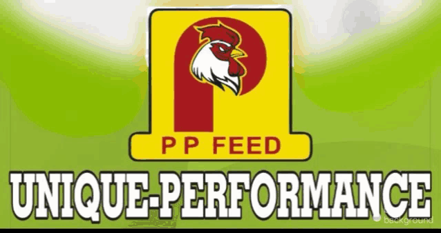 a logo for pp feed shows a rooster on a green background