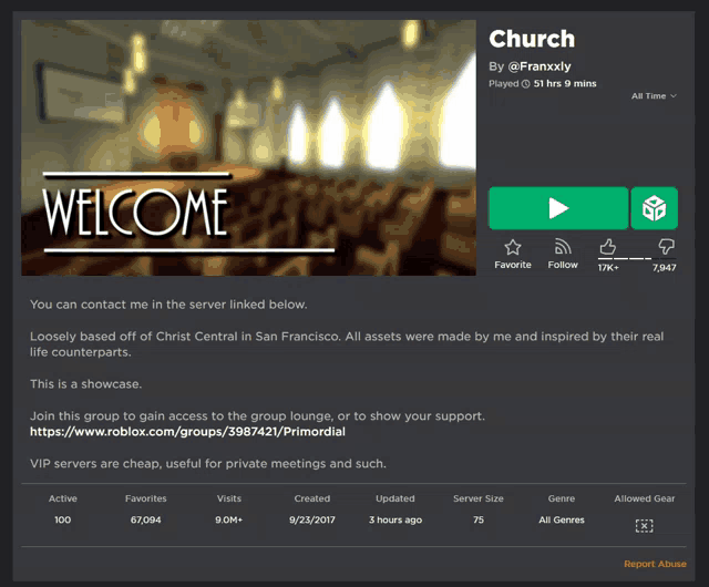 a screenshot of a game called church by @franxxly