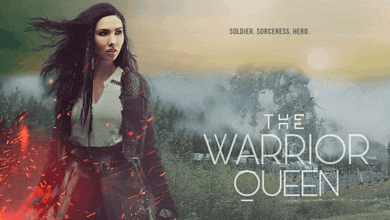 a movie poster for the warrior queen features a woman