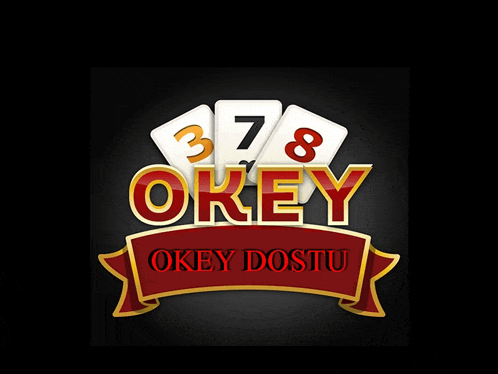 a logo for a game called okey with a red banner