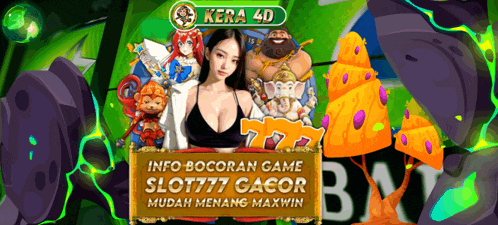 a woman is standing in front of a sign that says kera 4d info bocoran game slot777 gacor mudah menang maxwin