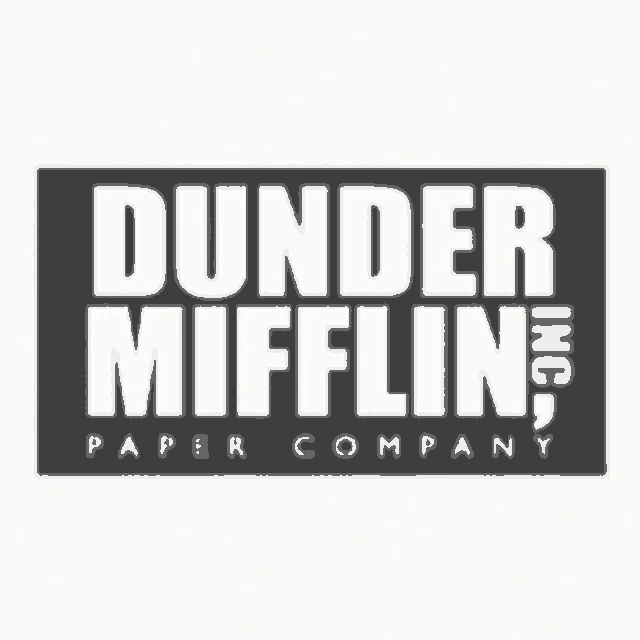 a logo for dunder mifflin paper company in black and white