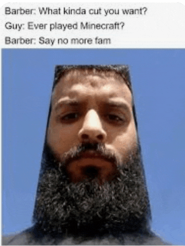 a man with a beard and mustache is standing in front of a barber .