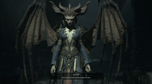 a video game character named lilith has wings and horns