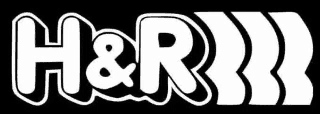 a black and white h & r logo on a white background