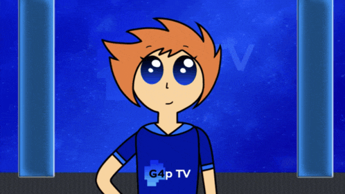 a cartoon girl wearing a shirt that says g4p tv