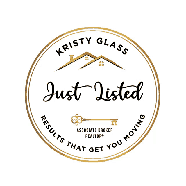 a logo for kristy glass that says just listed