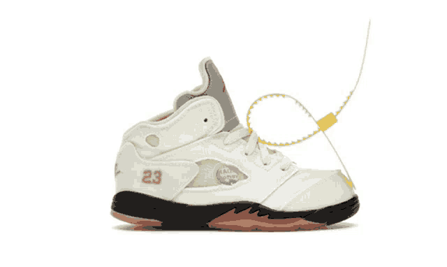 a white sneaker with the number 23 on the side