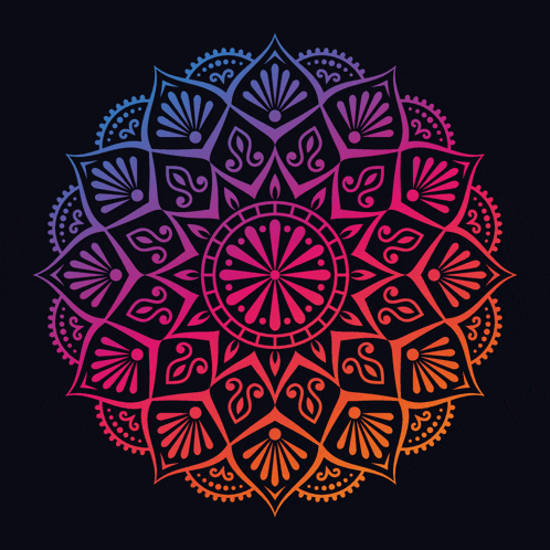 a colorful circular pattern with a black background