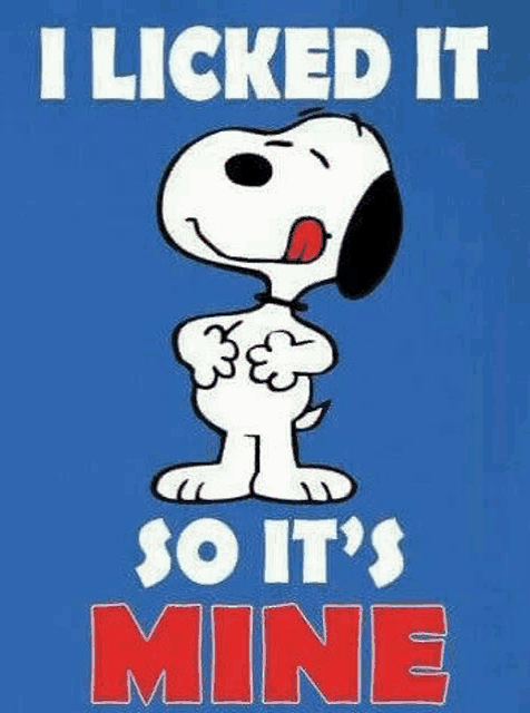 snoopy is sticking his tongue out while standing on a blue background .