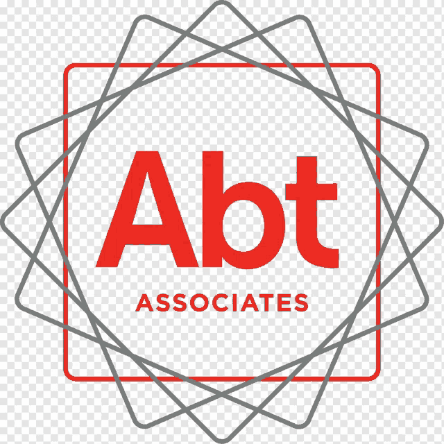 a logo for abt associates is shown in red and gray