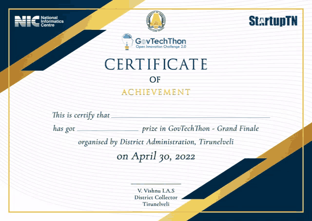 a certificate of achievement for the govtechthon