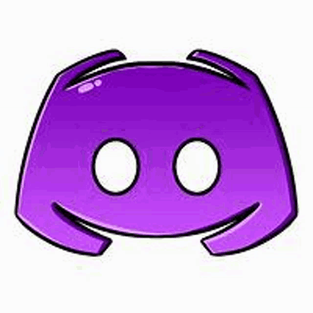 a purple discord icon with two eyes and a smile .