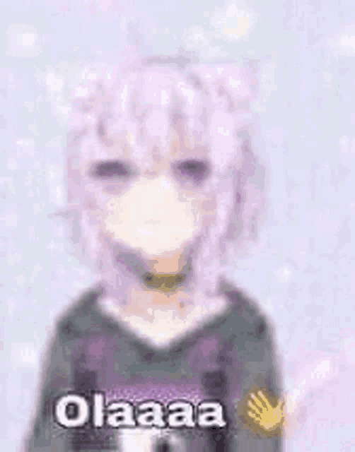 a blurred image of a girl with purple hair and ears .