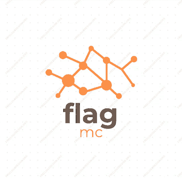 a logo for flag mc with a molecule design