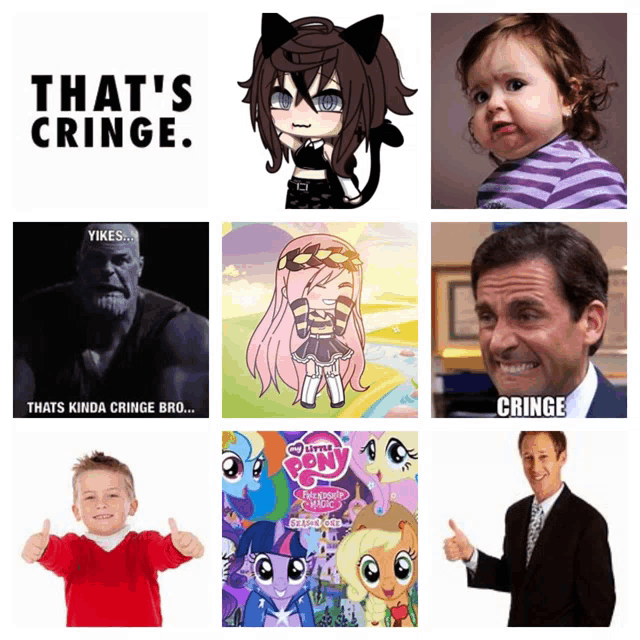 a collage of pictures with one that says that 's cringe on it