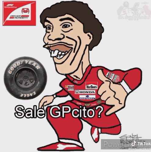 a cartoon of a man giving a thumbs up next to a tire that says good year