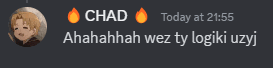 a screenshot of a chat between chad and ahahahahah