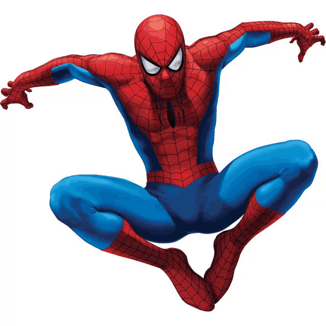 a drawing of a spider man in a blue and red costume