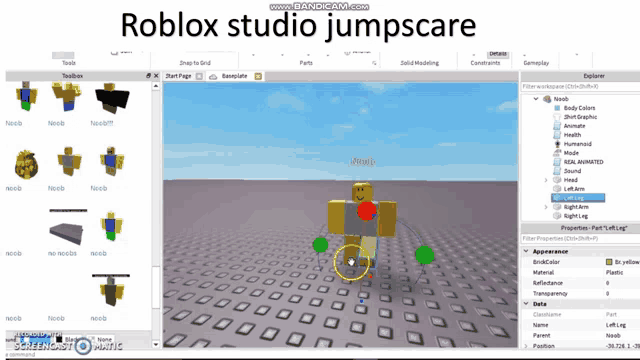 a screen shot of roblox studio jumpscare with a robot