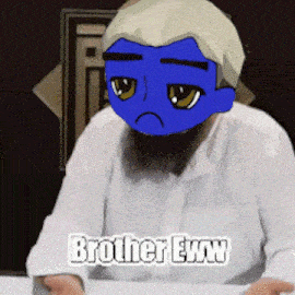 a man with a blue face and the name brother evan on the bottom