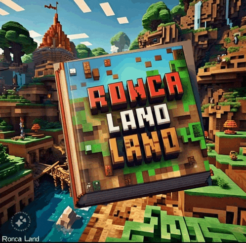 a book titled ronca land land is surrounded by a minecraft world