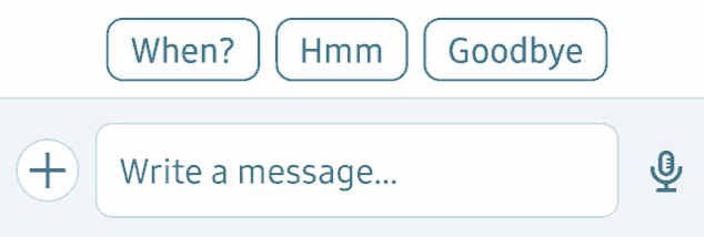 a screenshot of a text message with the words when hmm and goodbye