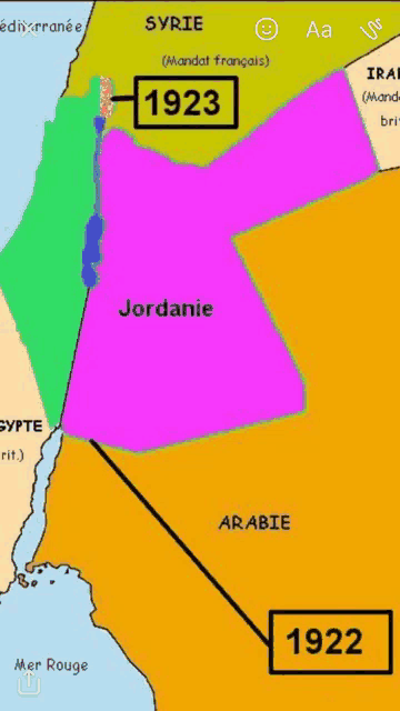 a map showing jordanie and syrie in 1923