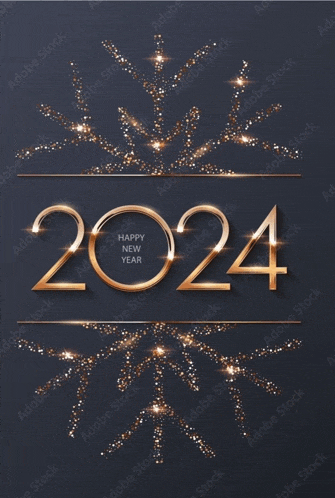 a happy new year 2024 greeting card with a snowflake in the background