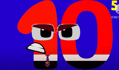 a cartoon of the number 10 with an angry look on his face