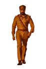 a man in a military uniform is walking .