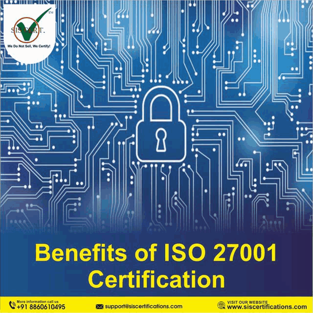 benefits of iso 27001 certification with a padlock on a circuit board