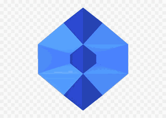 a blue cube on a white background with a checkered pattern .