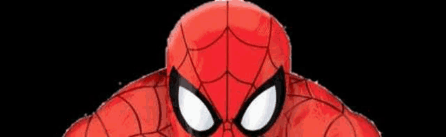 a close up of a spiderman 's face with a black background .