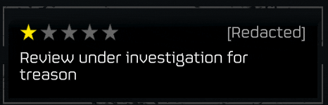 a review under investigation for treason is displayed