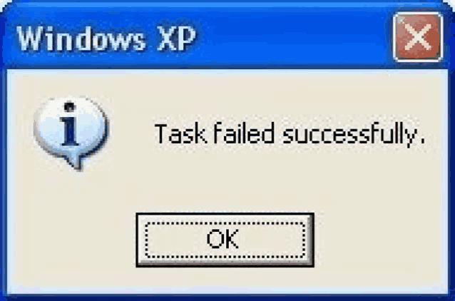 a windows xp window shows that the task failed successfully