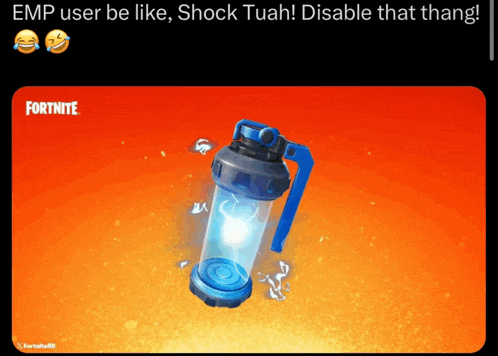 a screenshot of a fortnite item that says emp user be like