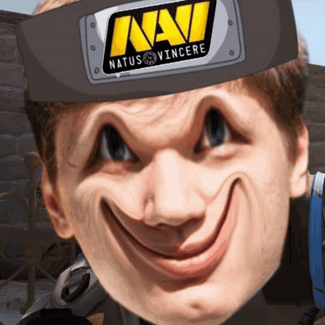 a man wearing a headband that says natus vincere on it