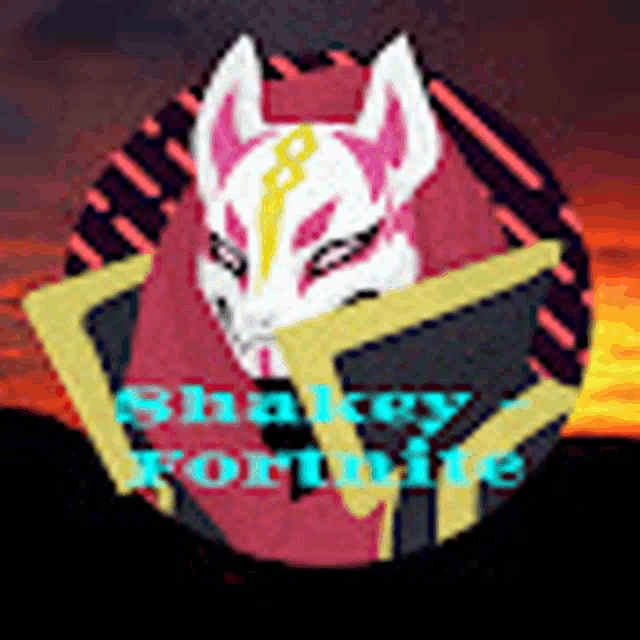 a fox with a lightning bolt on its face is in a circle with the words shakey fortnite on it .