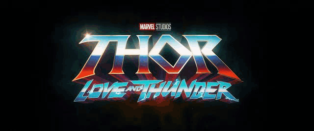 the logo for thor love and thunder is a marvel studios logo