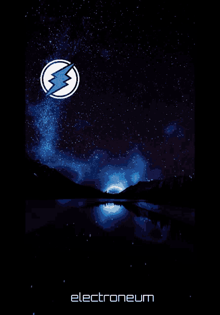 a poster for electroneum shows a night sky with stars