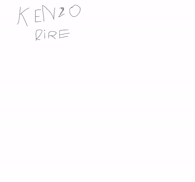 a white background with the name kenzo written in black marker