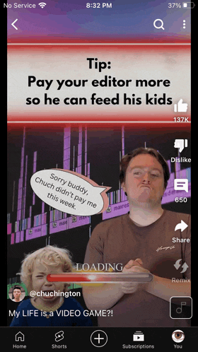 a screen shot of a video game that says tip pay your editor more so he can feed his kids