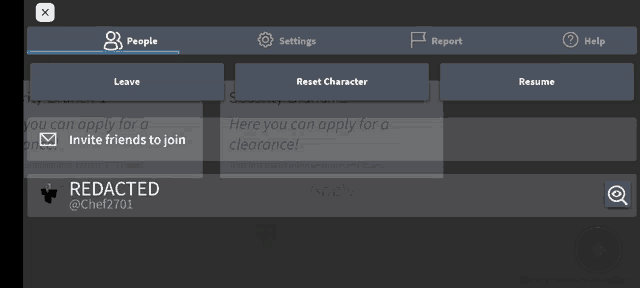 a screenshot of a video game with a person named redacted on the bottom