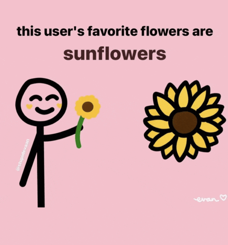 a stick figure is holding a sunflower next to a large sunflower