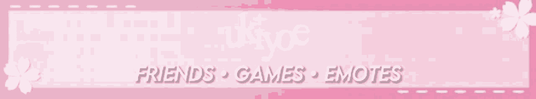 a pink banner that says friends games emotes on it