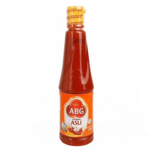 a bottle of abg sambal asli with a yellow seal