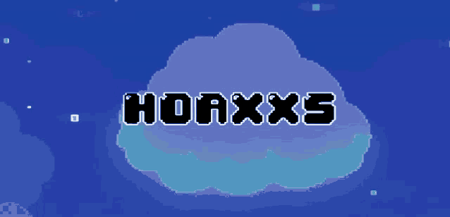 a blue background with a cloud and the word hoaxxs