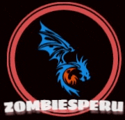 a logo for zombiesperu with a dragon in the center