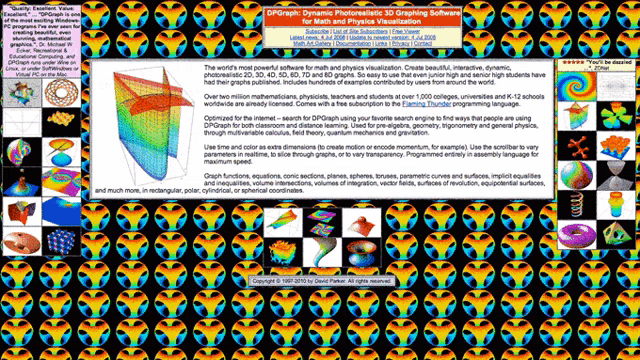 a screenshot of a website called dpgraph dynamic photorealistic 3d graphing software